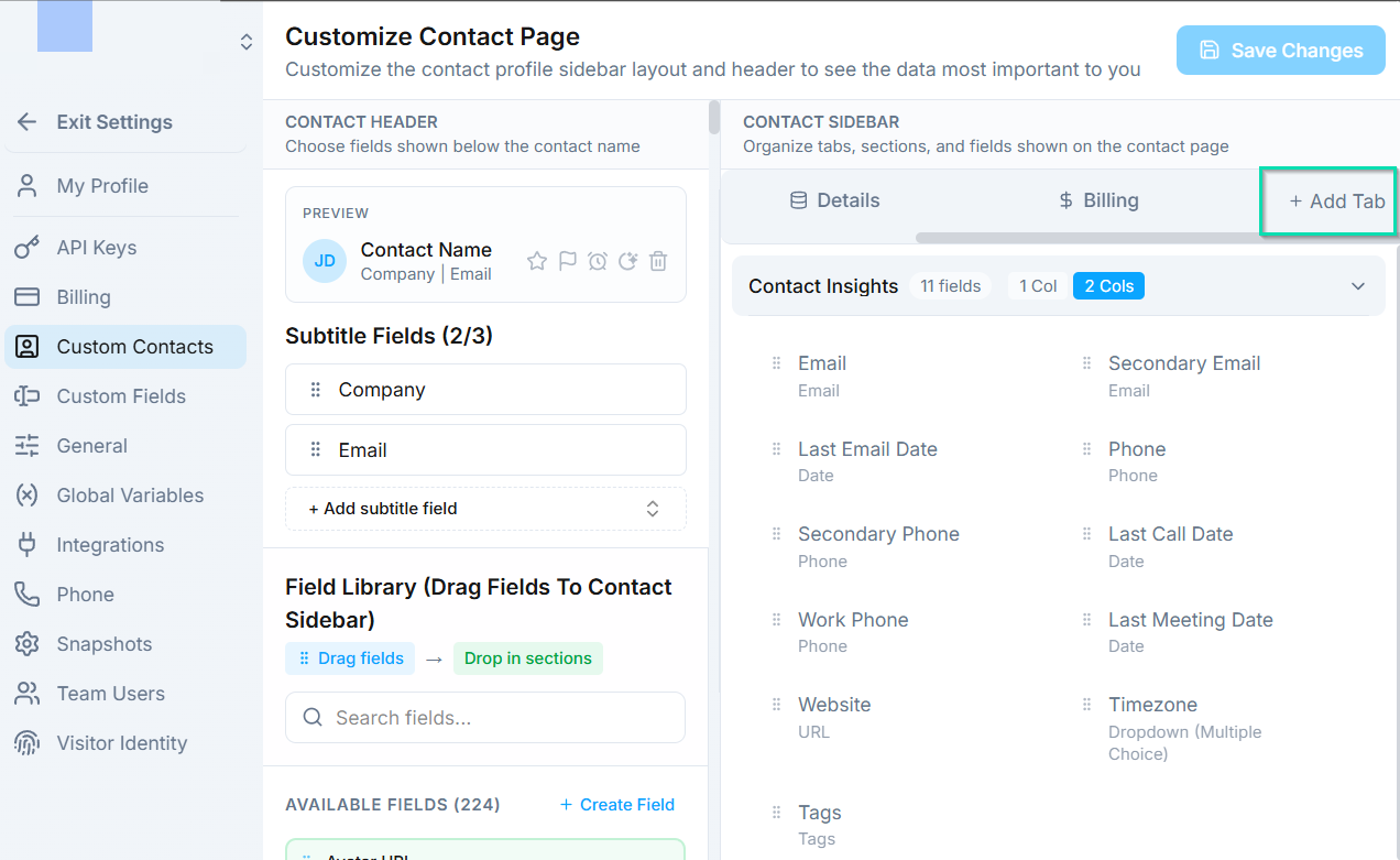 Add new tabs with custom names